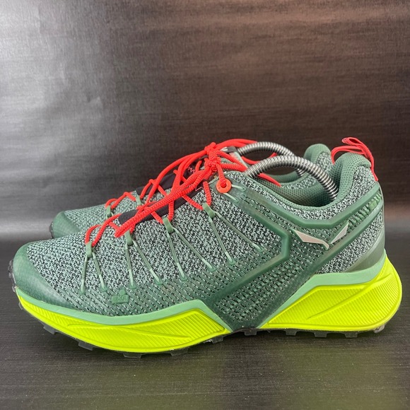 Salewa Shoes - Salewa Dropline Trail Running Shoes Womens 8 Green Neon Hiking Running Sneakers